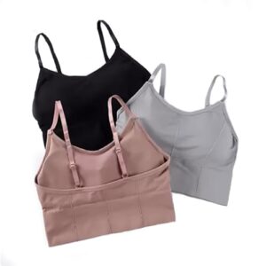 BRAAFEE Pack of 3 Girls Cotton Slightly Padded Teenager Full Coverage Sports Fitness Yoga and Gymwear, Fashionable Lifestyle, Outdoor Life Bra (Multicolor) AAJ1_FANCYBRA (L)