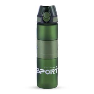 Attro ICY Sport 800ml Matt Finish Plastic Water Bottle with Straw and Designer Strap - Ideal for Gym, Workout, Sport 800mls, Travel, School & Office - Stylish & Sleek Hydration Solution Army Green