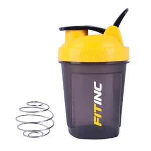 FITINC Plastic Gym Shaker With Mixer Ball | Shaker For Pre-Post Workout & Protein Shake | Leak Proof | 100% Reusable | Bpa Free | 300 ML