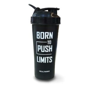 HealthHike Plastic Shakers For Protein Bottle With Extra Compartment Shaker Mixer Bottle For Gym - Black