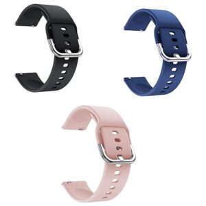 Technuv 19mm Silicone Strap for Noise Colorfit Pro 2, Noise Colorfit Pulse, Boat Storm Smart Watch, Boat Xtend Talk,Fireboltt Ninja 3/ Ninja 2 & 19mm All Watches (Black,Navy,Peach)