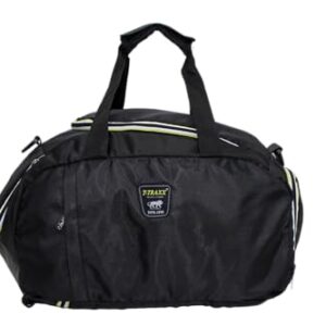 T-TRAXX 3-in-1 Convertible Gym Bag, Sports Duffle with Backpack Mode, Black with Red Strip Color (Black-Green)