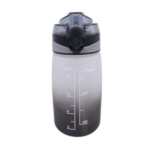 OXMEZA Sport Water Bottle 500ML with Motivational Time Marker Water bottle for office, School, BPA-Free Leak-proof Tritan for gym, yoga Non Toxic Water Bottle (BLACK&WHITE)