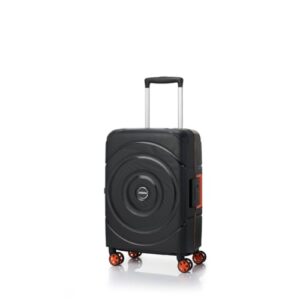 American Tourister Polypropylene (Pp) Amt Circurity 55Cm TSA Black 3 Point TSA Lock Spinner Suitcase Hard 4 Wheels Luggage Complete Lining and Contrast Components