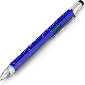 ROKTRY Gift Pen for Men 6 in 1 Multitool Tech Tool Pen Screwdriver Pen with Ruler, Levelgauge, Ballpoint Pen and Pen Refills, Unique Gifts for Men, 1 Pack