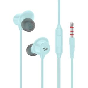 ZEBRONICS Buds 50, 3.5mm, in-Ear, Wired Earphones, in-Line MIC, 10mm Neodymium Bass Drivers, 1.2m Soft Silicon Cable, Magnetic Earbuds, Compatible with Mobile | Tablet | Laptop (Sky Blue)