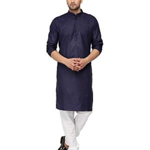 TULSSIKAA Men's Cotton Blended Traditional Kurta Only (Ethnic Wear) (XXX-Large, Navy)
