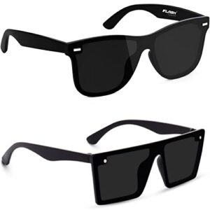 IFLASH Combo offer pack of 2 shades glasses Black MC stan goggles Candy Rectangle Retro Vintage Narrow Sunglasses Women and Men