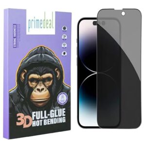 Prime deal Military-Grade Gorilla Tempered Glass Compatible For iPhone 16 Pro (Black) Edge To Edge Coverage With Easy Installation Kit for Smartphone (Iphone 15/16 Privacy)