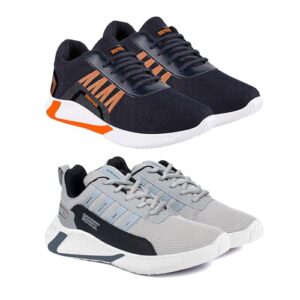 BRUTON Casual Shoes Sneakers for Men - Combo Pack of 2 (Blue, Grey)