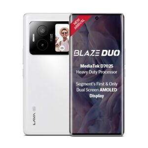 Lava Blaze Duo 5G (Artic White, 6GB RAM, 128GB Storage) |Segment's First Secondary Screen|120 Hz Curved Amoled Display | 64 MP Camera (Sony Sensor) | MediaTek Dimensity 7025 Processor