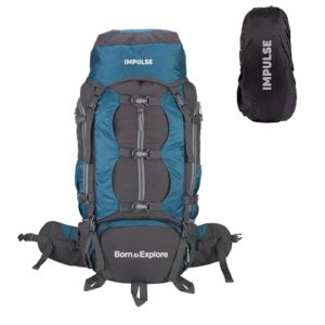 Impulse 4 Compartment Rucksack Bags 90 Litres Travel Bag For Men's Tourist Bag For Travel Backpack For Hiking Trekking Bag For Men's Camping Buckle Up T Blue With 1 Year Warranty (One Size)