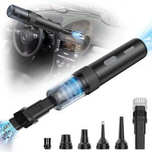 Portable Vacuum Cleaner, Powerful Vacuum Cleaner 15000Pa and Mini 4 in 1 6000mAh Rechargeable Portable Vacuum Cleaner for Car, Home, Kitchen, Black