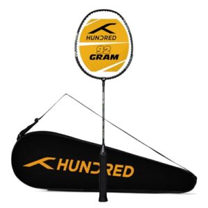 HUNDRED Aluminium Powertek 200 Badminton Racket with Head Cover (95G, Black)