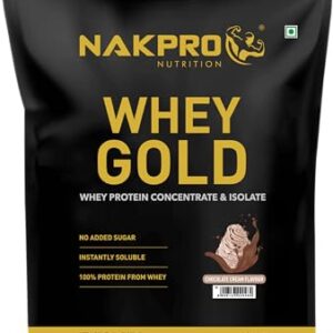 NAKPRO GOLD 100% Whey Protein Concentrate | 25g Protein, 5.5g BCAA | Easy Mixing, Low Carbs, Easy Digesting Whey Protein Supplement Powder for Men, Women & Athletes | 1 Kg Cream Chocolate Flavour (30 Servings)