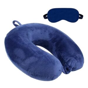 BigPlayer Travel Neck Pillow & Eye Mask Set – Soft Memory Foam Support for Flights, Cars & Trains – Comfortable U-Shaped Pillow for Neck Pain Relief & Sleeping