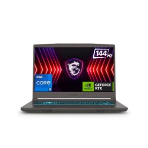 MSI Thin 15, Intel 12th Gen. i7-12650H, 40CM FHD 144Hz Gaming Laptop (16GB/512GB NVMe SSD/Windows 11 Home/Office 2021/NVIDIA GeForce RTX 3050, GDDR6 4GB/Cosmos Gray/1.86Kg) B12UC-2240IN