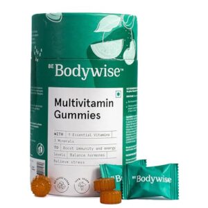 Be Bodywise Multivitamin Gummies|With Fibre, Zinc, Iron & Biotin|Vitamin D3, B6, E & A|Boosts Energy & Stamina, Improves Immunity & Skin Health|Vegan, Gluten & Gelatin Free, 1 count, 60 Servings