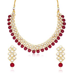Sukkhi Exotic Kundan Gold Plated Wedding Jewellery Choker Necklace Set for Women (N73524)