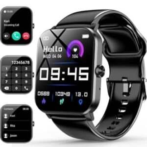 Smart Watch with Fitness Tracker, Heart Rate Monitor, Call Function, Black