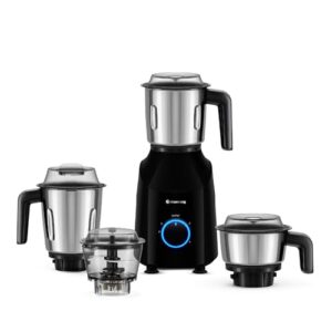 Atomberg Yulia 750 Watt Mixer Grinder | 4 Multipurpose Jars including Chopper Jar | Coarse Mode for Silbatta-like Textures | Powerful Intelligent Motor | Advanced Safety Features | Gloss Black
