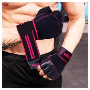 19.ten Leather Gym Gloves For Men And Women, Gloves For Professional Weightlifting, Fitness Training And Workout (L (Fits 8-8.5 Inches), Blue-Black)