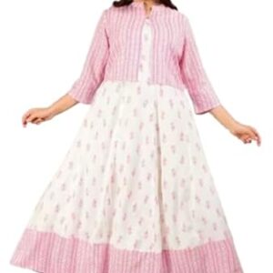 Women's Viscose Rayon Kurta with Ethnic Jacket Set, Traditional Indian Wear (in, Alpha, XL, Pink)