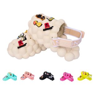Bubbles4u Strides with Shoe Charms & Velcro (Beige) - Cute Bubble Slides for kids|Stylish & Comfortable EVA Kids Clogs for Girls and Boys|Soft Anti-Slip|Kids Sandals|Spa Slippers|Massage Shoes
