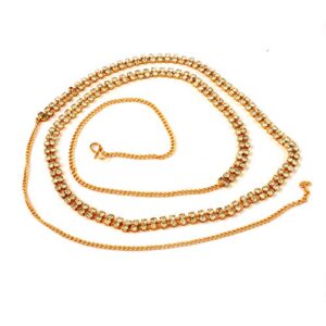 AccessHer Gold-Tone Dual-Stranded Kamarband Waist Hoop with Adjustable Fancy Chain, and Rhinestone Detailing – Traditional Ethnic Jewellery for Women and Girls