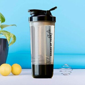 Home Amaz Protein Shaker Bottle for Protein Mix with Storage Compartment & Stainless Steel Blender Ball for Pre/Post Workout Drinks|Gym|Cycling|100% Leak Proof BPA Free Material(600ml, Multicolor)
