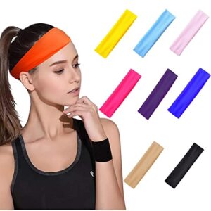 RAAYA Colourful Cotton Stretch Headbands for Women and Men Outdoor Fitness Sports Sweatband Headband Yoga Gym Unisex Head Band Pack of 1
