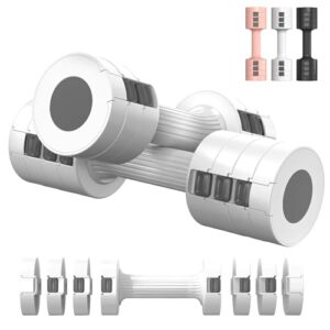 Tiagowell Adjustable Dumbbells Set of 2, Free Weights Dumbbells Set for Home Gym（A single one 1kg - 2.5kg）, Hand Weights Sets for Women Men Seniors Workout Exercise Strength Training, White