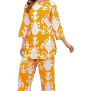Women's Rayon Kurta Palazzo Set, Traditional Indian Ethnic Wear (IN, Alpha, M, Yellow)
