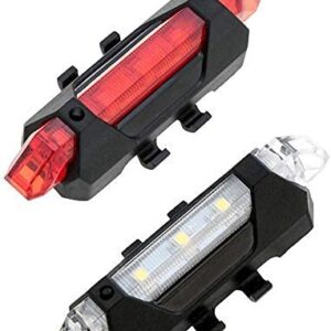 Lista Rechargeable Bicycle Cycle Combo Pack LED USB Rechargeable Head Light and Tail Light