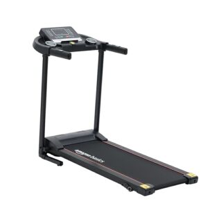Amazon Basics ABTR200 2HP Peak Motorized Foldable Treadmill with LCD Display | Heart Rate Sensor | Manual Incline and Music Speaker | Max Speed 12 Km/Hr | Max User Weight 110 KG | Black
