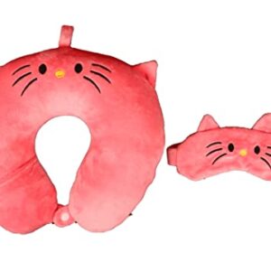 SKYLOFTS Microfibre Neck Pillow for Travel Neck Pillow for Sleeping,Travel Pillow for Flights with Eye Mask- Kids