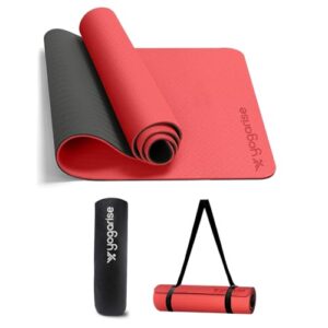 Yogarise 8mm Yoga Mat, Yoga Mat for Women and Men, Premium TPE Material Extra Thick Exercise Yoga Mat for Workout, Yoga, Fitness, Exercise Mat Anti Slip Mat, Yoga Mat Gym Mat (Red & Black)