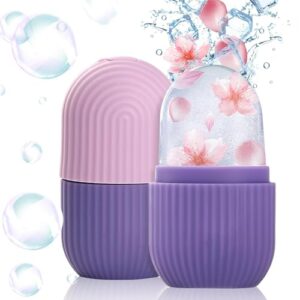 XML Ice Face Roller Silicone Facial Cube for Eyes Neck Massage Remove Dark Circle Pore Shrink Face Beauty Skin Care Ice Mould Kitchen Tools (PURPLE)(PACK OF-1)