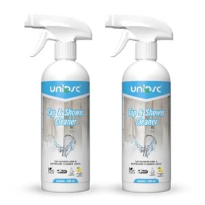 UNIDSC Tap Cleaner & Limescale Remover | Foaming Formula for Easy Cleaning | Non-Toxic | 500ml | All Purpose Cleaner Suitable for Bathroom, Tap, Shower, Tiles, Mirror - Pack of 2