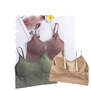 Acnos Pink Green Beige Skin Women Cotton Padded Wire Free Sports Bra Fitness Yoga Gymwear Fashionable Lifestyle Outdoor Life Free Size Pack of 3