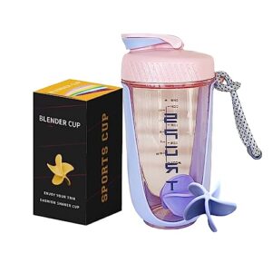 Ruehalf 600ML Blender Shaker Bottle With Whisk Ball BPA Free Plastic Protein Shakes Leakproof For Powder Workout Gym Sport (Color : Pink)