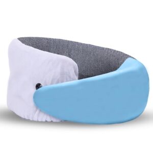 GREELI Memory Foam Neck Pillow, Snake Shape Travel Pillow with Snap Button, Neck Pillow for Travelling & Flight Travel, Ergonomic Support for Comfort & Pain Relief(Grey Single)