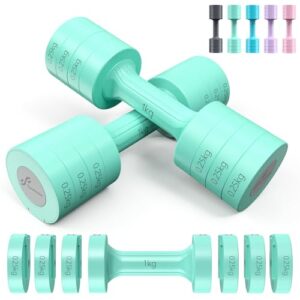 Sportneer Dumbbells Set Adjustable, Each 1kg/1.5kg/2kg/2.5kg, 4-in-1 Hand Weights Fast Adjust Dumbbell for Women Men Home Gym Workout Strength Training