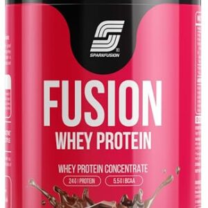 Sparkfusion Fusion Whey Protein Concentrate Powder|24g Protein,5.5g BCAA per Serving|For Muscle Recovery Workout Drink,Lean Muscle Growth | For Men & Women (Chocolate Fudge, 500 g (Pack of 1))