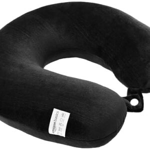 Amazon Basics Travel Neck Pillow Comfortable l Soft Velvet Fabric| Black