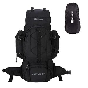 Impulse Rucksack bags 95 litres travel bag for men tourist bag for travel backpack for hiking trekking Bag for men camping Captain Black with 1 year Warranty | Black