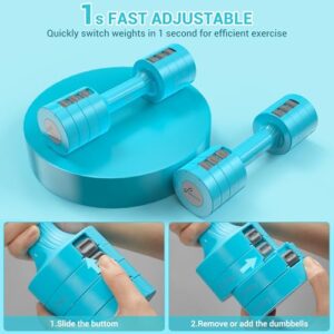 Sportneer Dumbbells Set Adjustable, Each 1kg/1.5kg/2kg/2.5kg, 4-in-1 Hand Weights Fast Adjust Dumbbell for Women Men Home Gym Workout Strength Training