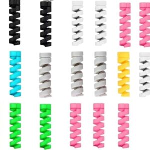 MAPPERZ Spiral Charger Cable Protectors - Data Cable Saver - Compatible with All Android and iOS Smartphone - Multicolor (Pack of 20)
