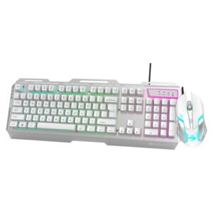Zebronics Transformer Gaming Keyboard and Mouse Combo,Braided Cable,Durable Al body,Multimedia keys and Gaming Mouse with 6 Buttons, Multi-Color LED Lights, High-Resolution Sensor with 3200 DPI(white)