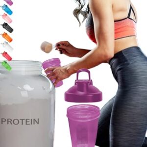 EBAT Protein Poweder Shaker Bottle w. BPA free, Leak Proof, Embossed Ounce & Milliliter Markings,Juice Mixer, Fitness Shaker Cup w. Whisk Ball (Purple Cover/Purple Body, 400ML)